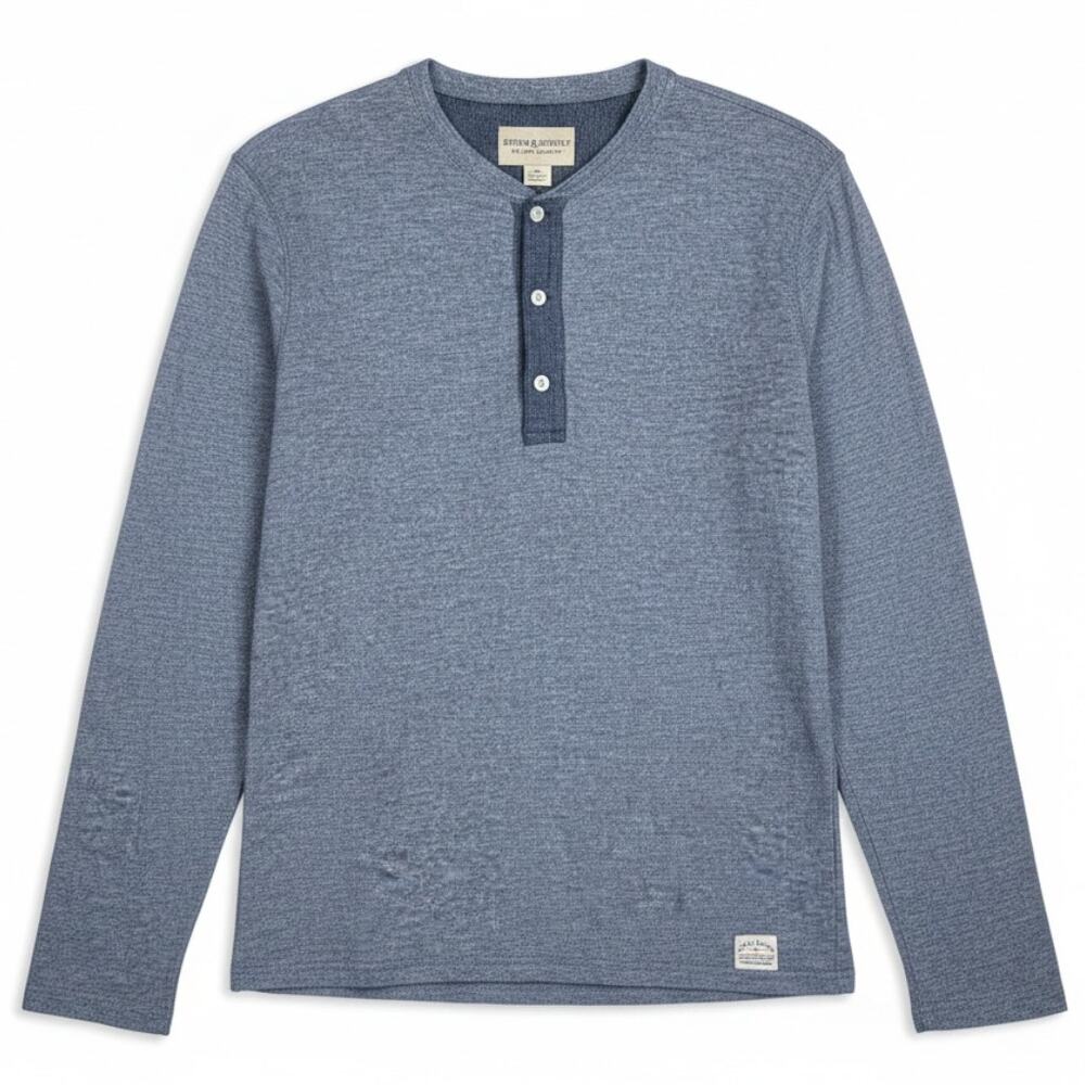 Denim & Supply Ralph Lauren Shirt Men's Large Blue Two Tone L/S Henley Cotton